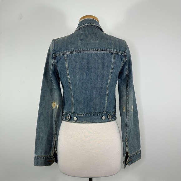Vintage Abercrombie & Fitch Stone Washed Distressed Cropped Denim Y2K Jacket S - Picture 10 of 15